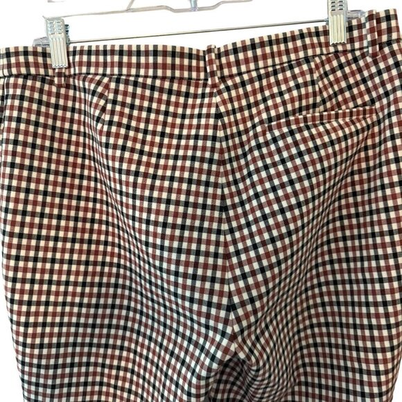 Theory Womens Brown & White Gingham Slim-Fit Ankle Pants With Pockets size 10 - Picture 6 of 7